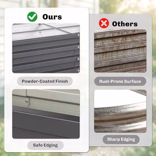 Outsunny 216L Raised Garden Bed in Grey Galvanised Steel, W: 120 cm, D: 60 cm, H: 30.5 cm – 4