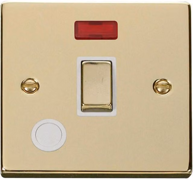 SE Home Polished Brass 1 Gang 20A Ingot DP Switch with Flex and Neon in Gold