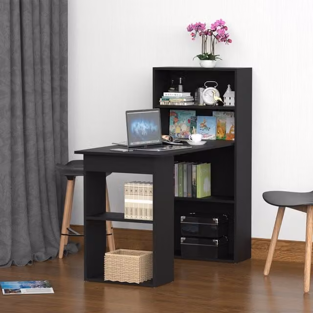 HOMCOM Modern Computer Desk in Black, W/D/H: 120 x 55 x 77 cm