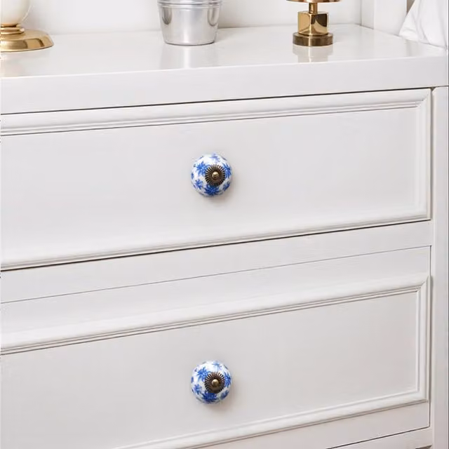 Komore Multi-Colour Blue Ceramic Knob Handle Set