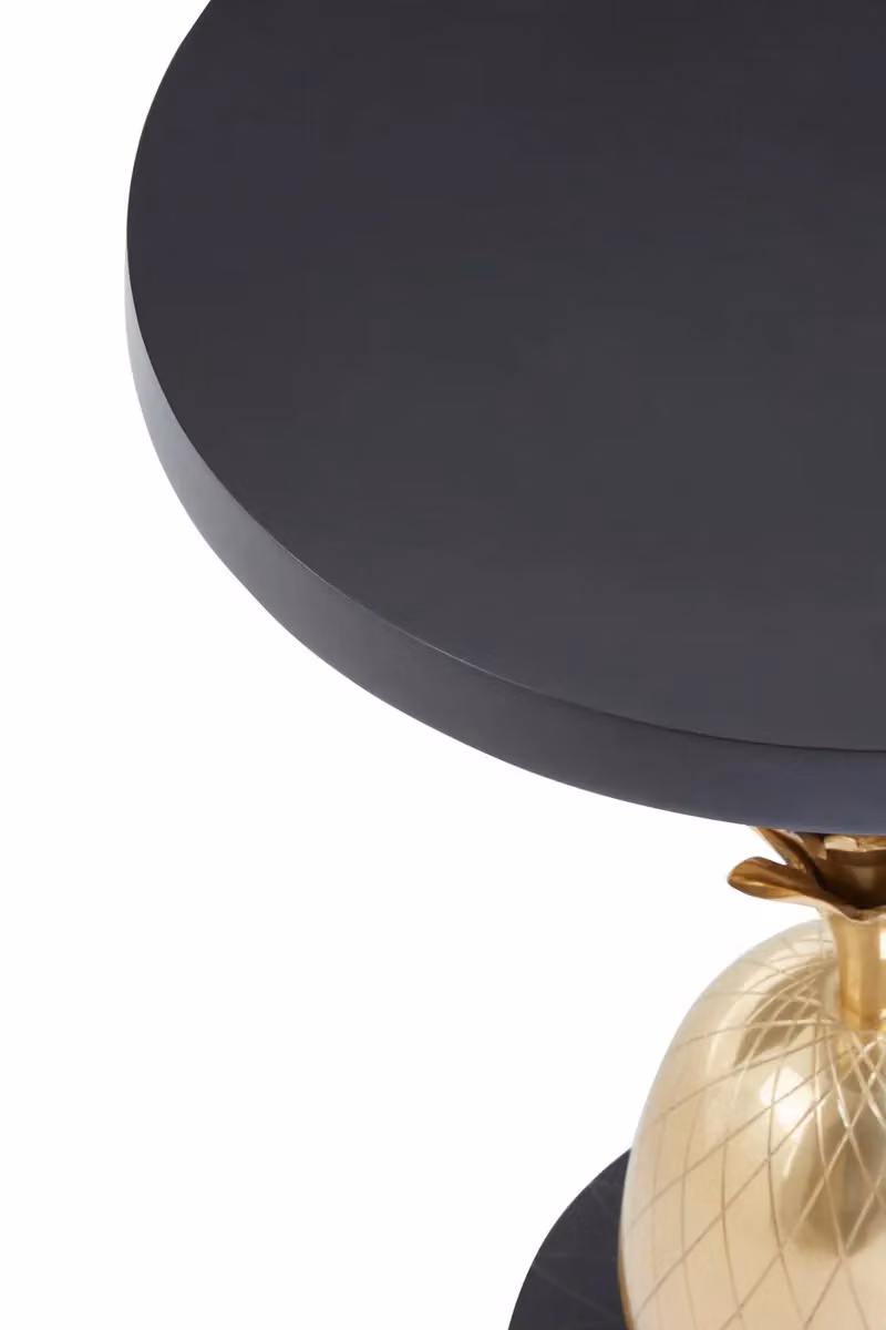 Fifty Five South Orsina Boho Pineapple Round Metal Side Table in Gold and Black – 2