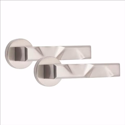Golden Grace Nova Door Handles on Round Rose in Brushed Silver, 1 Pair