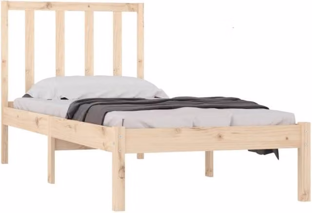 Berkfield Home Beautiful Small Single Solid Wood Pine Bed Frame in Natural, W: 75 cm, L: 190 cm – 1