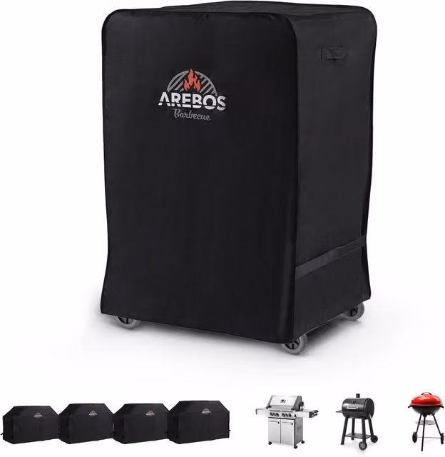 AREBOS Black PVC Protective Cover for Gas, Charcoal or Electric BBQ Grills, W/D/H: 76 x 66 x 109 cm