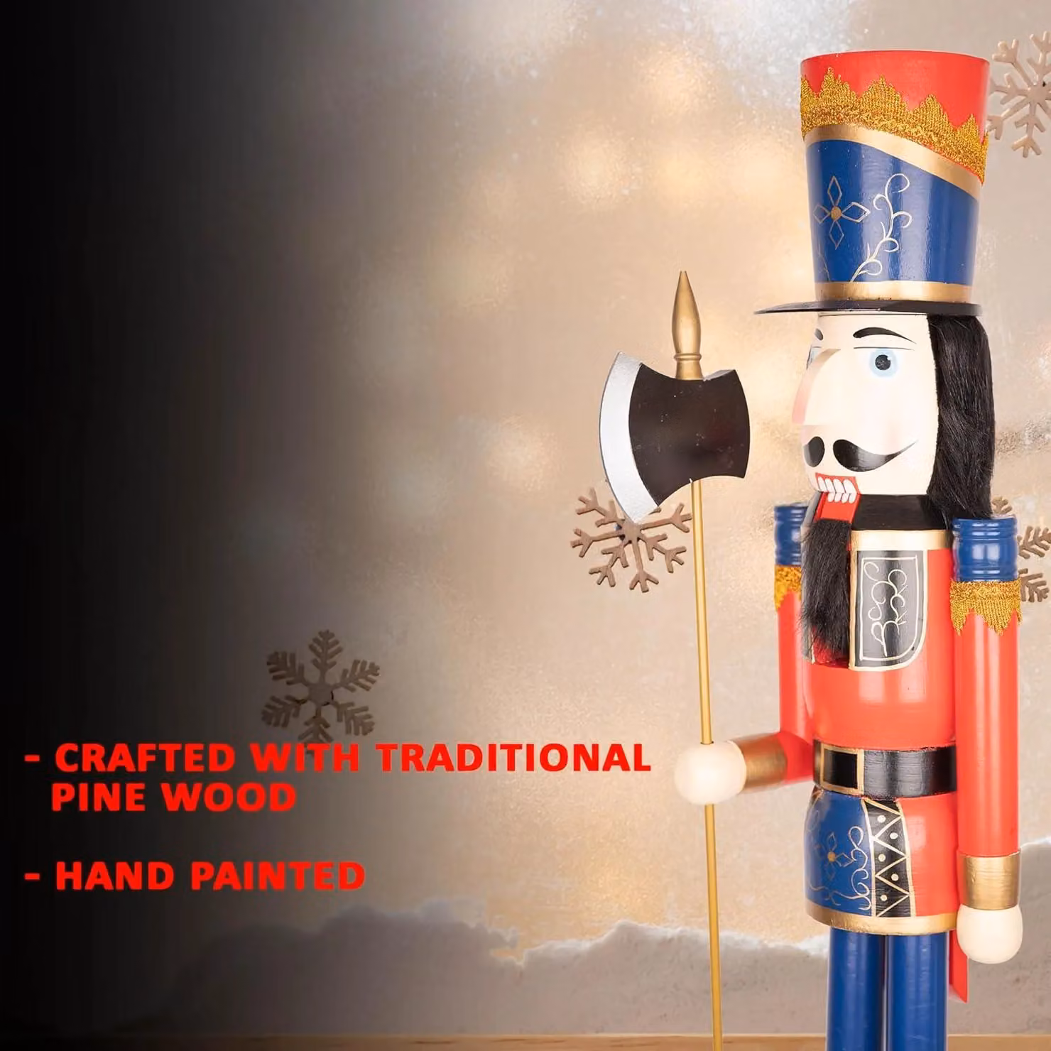 Shatchi Classic Red Wooden Nutcracker Christmas Figure, Height: 120 cm – 3