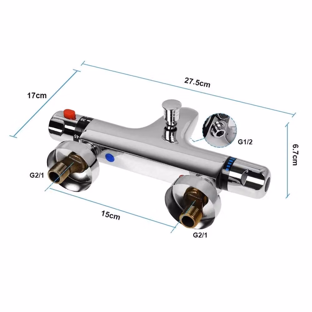 Nordara Chrome Thermostatic Wall Mounted Shower Mixer Tap in Silver – 2