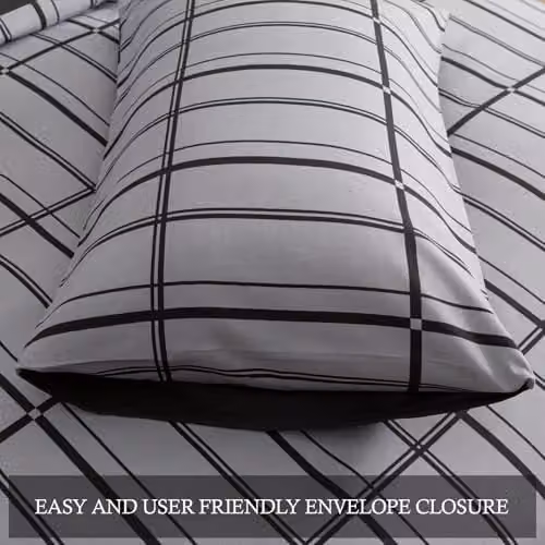 Pamposh Grey Double Duvet Set, 3-Piece Reversible Brushed Microfibre Bedding Set with Zipper Closure, Duvet Cover 200 x 200 cm and Pillowcases 50 x 75 cm – 8