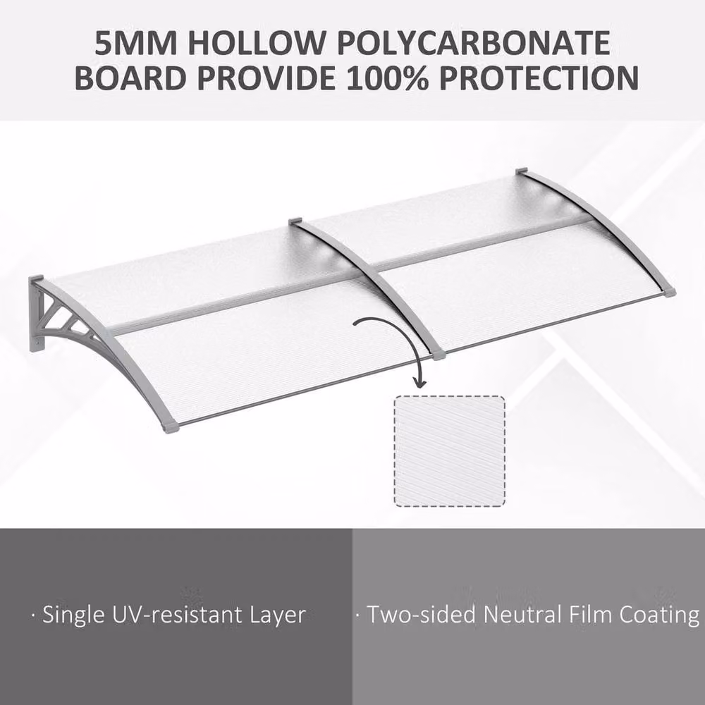 EONLION Transparent Polycarbonate Canopy Awning Outdoor Window Rain Shelter, W: 100 cm, D: 100 cm, H: 100 cm – 2