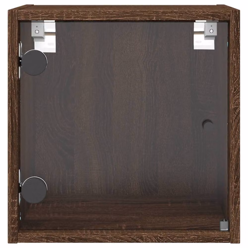Berkfield Home Elegant Bedside Cabinets with Glass Doors, 2 Pack, Brown Oak, W/D/H: 35 x 37 x 35 cm – 6
