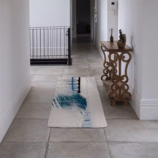 Benjamin Tate Design LTD Ocean Wave Designer Runner Rug, Blue, Wool