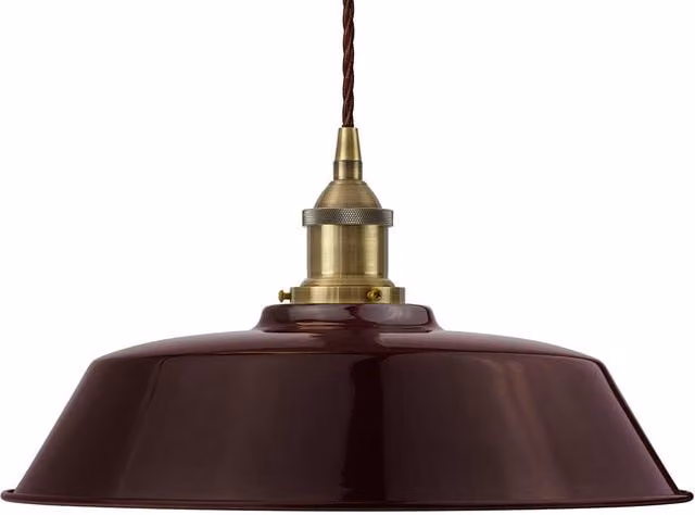 SE Home Chancery Pendant Light in Burgundy Red and Antique Brass with Brown Twisted Detail – 1