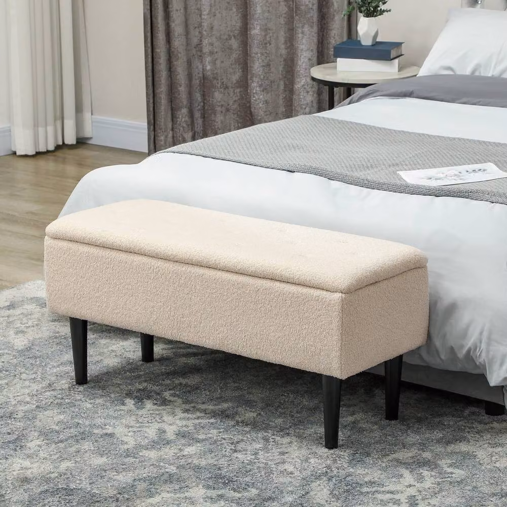 Wyld Haus Nevano Boucle Cream Teddy Fleece Storage Ottoman – 3