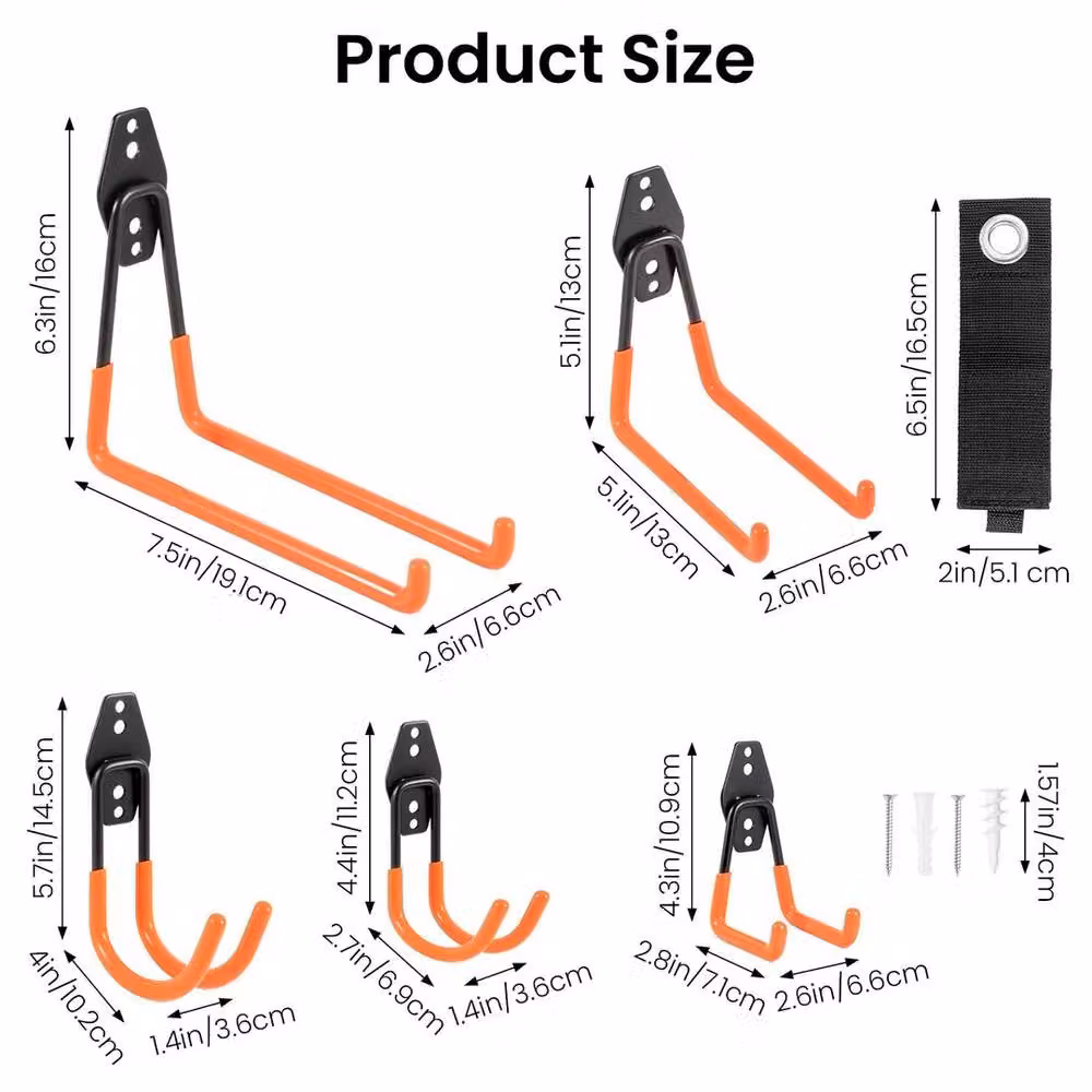 EONLION Orange Steel Garage Storage Utility Wall Hook Organizer, 16 Pieces, W: 100 cm, H: 200 cm – 2