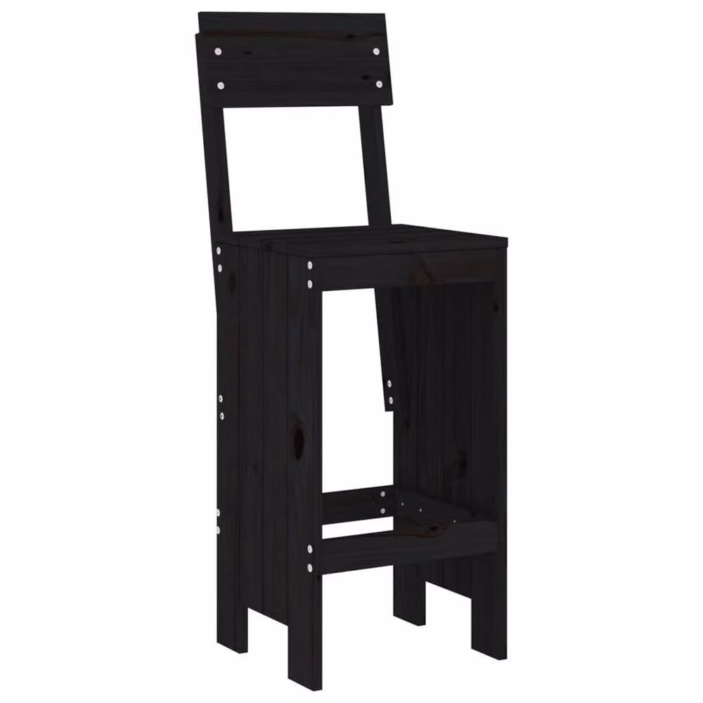 Berkfield Set of 2 Rustic Black Solid Wood Pine Bar Stools, W/D/H: 40 x 48.5 x 115.5 cm – 3