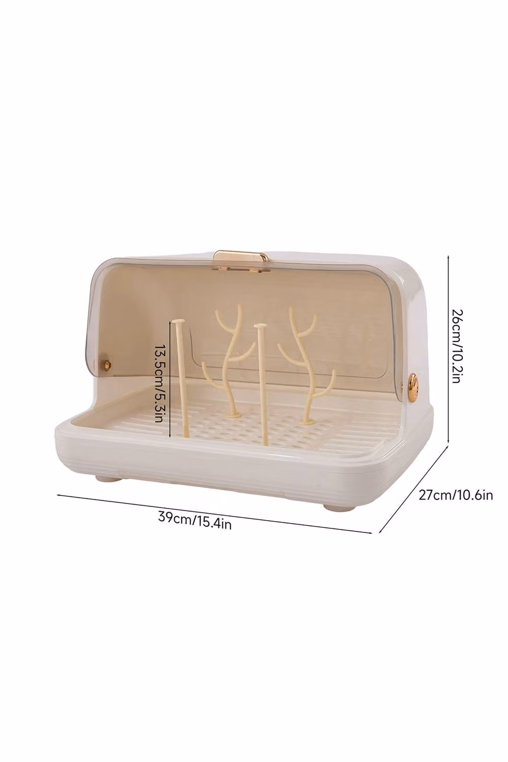 Living and Home Baby Bottle Drying Rack and Storage Box with Lid and Handles in Beige and Transparent Plastic – 3