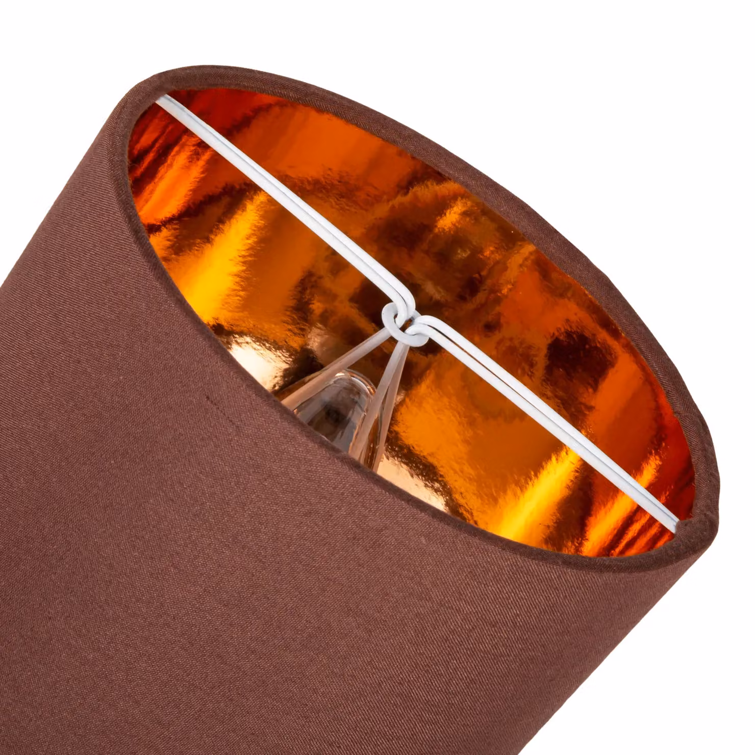 Happy Homewares Contemporary Round Cotton Lamp Shade in Brown with Shiny Paper Inner, Diameter: 30.48 cm – 3