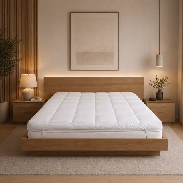 MHG Living Duck Feather and Down Mattress Topper, White, Small Double