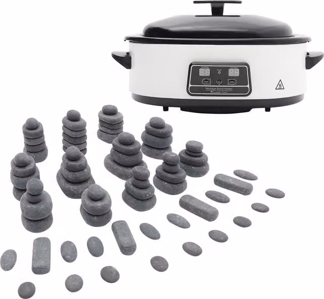 Livingandhome Digital Hot Stone Warmer and Stone Set, White