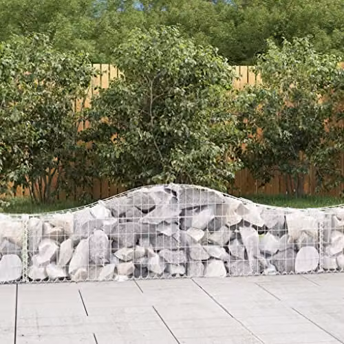 vidaXL Arched Gabion Basket in Silver Galvanised Steel, W/D/H: 200 x 30 x 40/60 cm – 2