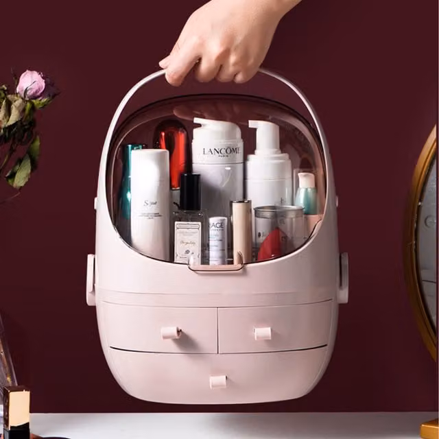 Livingandhome Multi-Functional Cosmetic Organizer Storage Box, Pink, Width: 33.5 cm