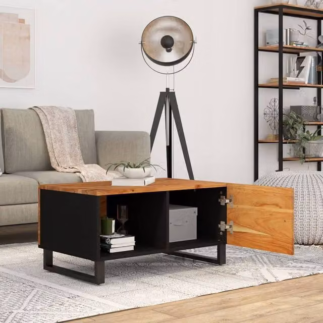 Berkfield Home Beautiful Coffee Table in Brown, Acacia and Engineered Wood, W: 80 cm, D: 50 cm, H: 40 cm – 1