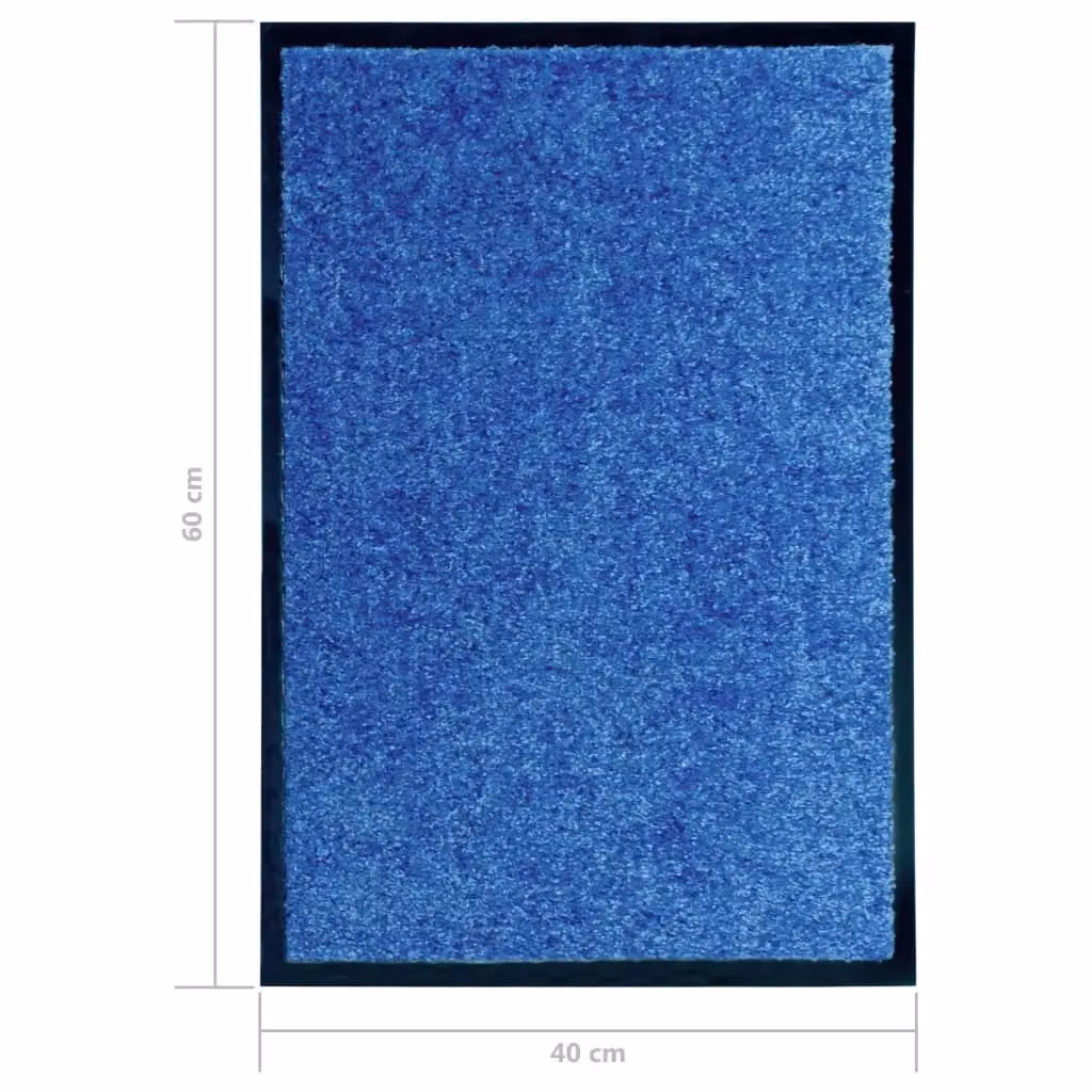 Berkfield Home Washable Non-Slip Blue Doormat W/D/H: 60 x 40 x 1 cm – 3