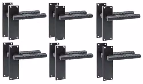 Golden Grace Matt Black Knurled T-Bar Door Handles with Long Backplate Set, 6 Pairs