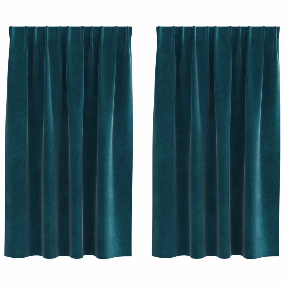 Berkfield Home Dark Green Velvet Blackout Curtains with Top Tape, 2 Pack – 2