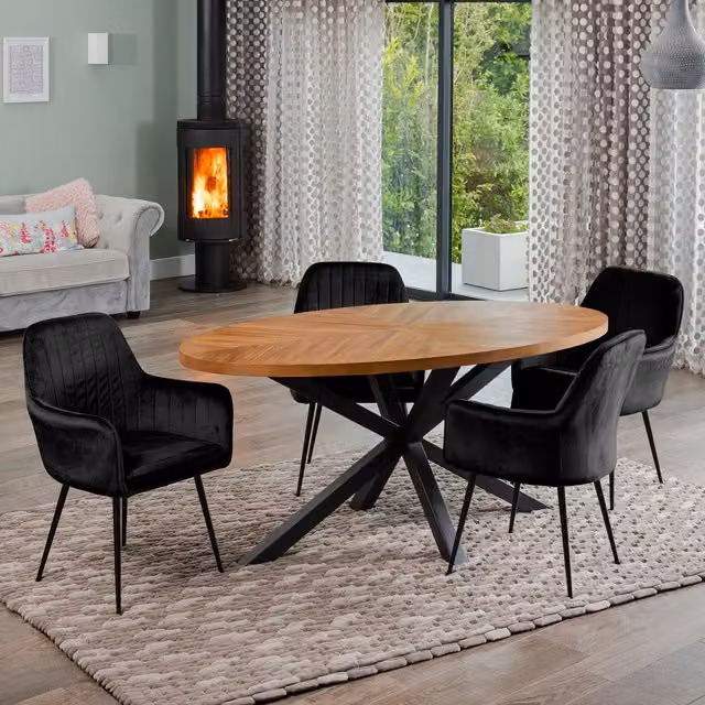 Artemis Home Modern Oval Dining Table Set with 4 Black Chairs
