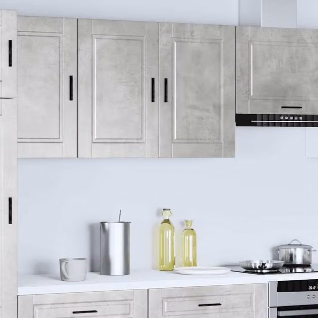 Berkfield Home Porto Wall Mounted Kitchen Cabinet in Concrete Grey Engineered Wood, W/D/H: 60.0 x 31.0 x 80.0 cm