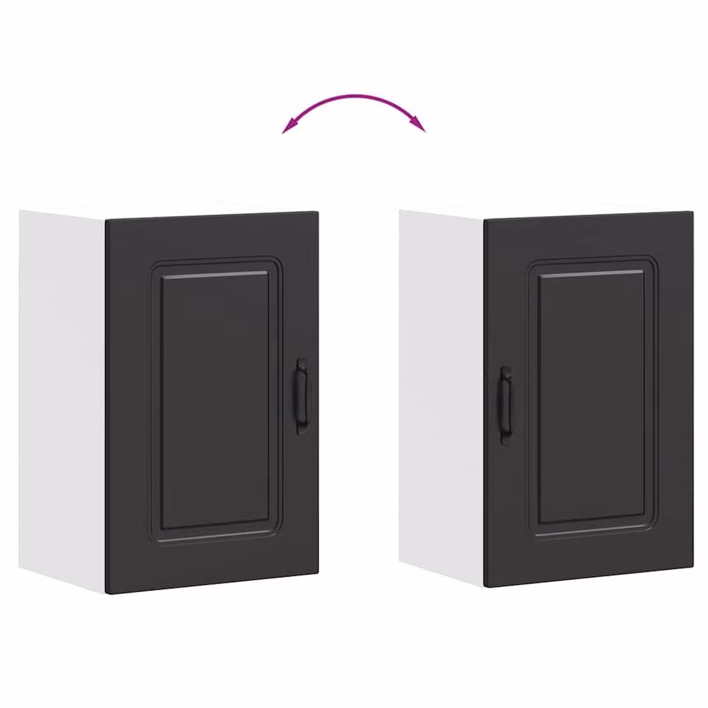 Berkfield Home Kalmar Black Wall Mounted Kitchen Cabinet with Internal Shelves and Hinged Doors, W/D/H: 60.0 x 31.0 x 40.0 cm – 5