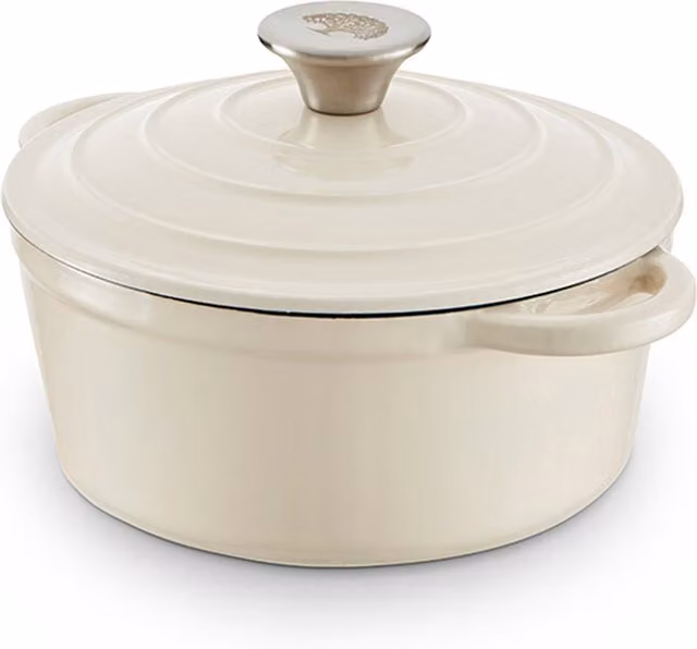 Tower Camembert Cream Enamelled Cast Iron Round Casserole, Diameter: 20 cm