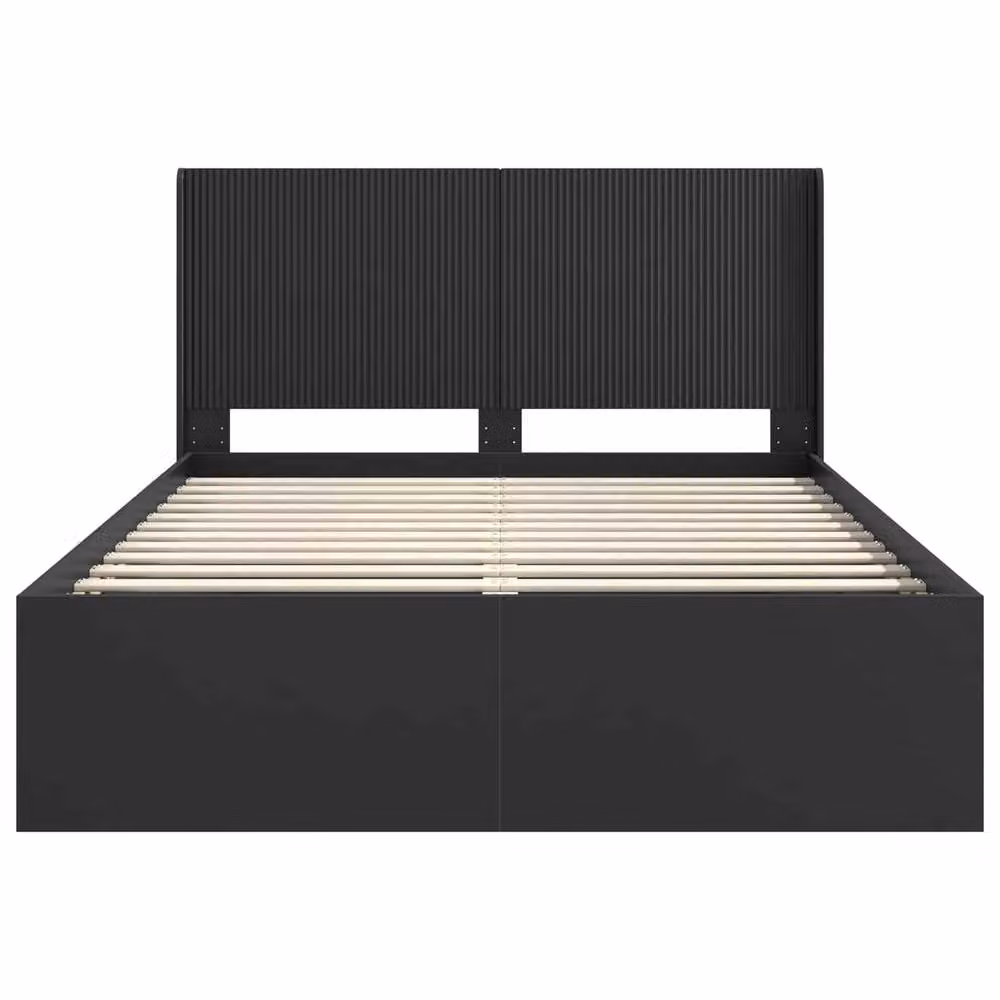 Berkfield Home Modern Bed Frame with Headboard and Side Compartment Storage, Black, W/D/H: 120 x 200 cm – 4