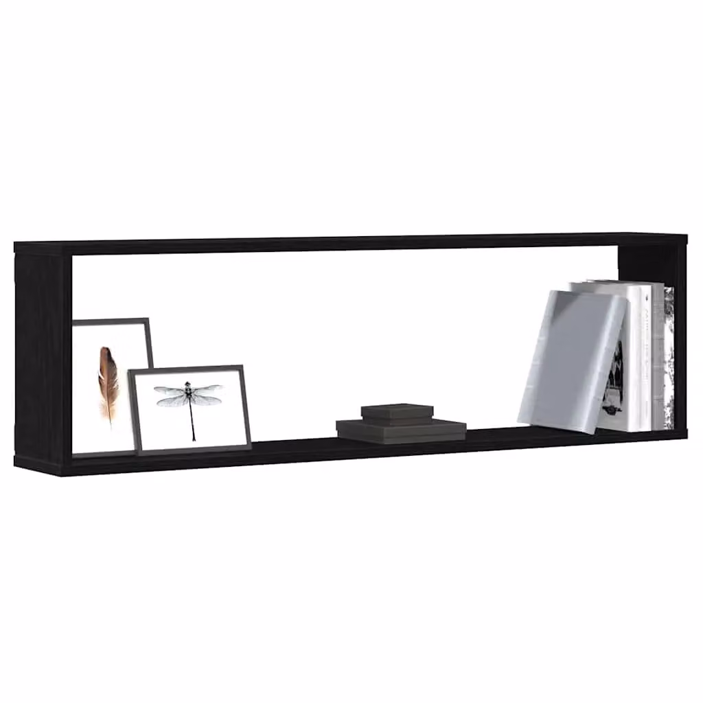 Berkfield Home Wall Mounted Cube Shelves, 2 Piece Black Oak MDF, W: 100 cm, D: 30 cm, H: 15 cm – 3