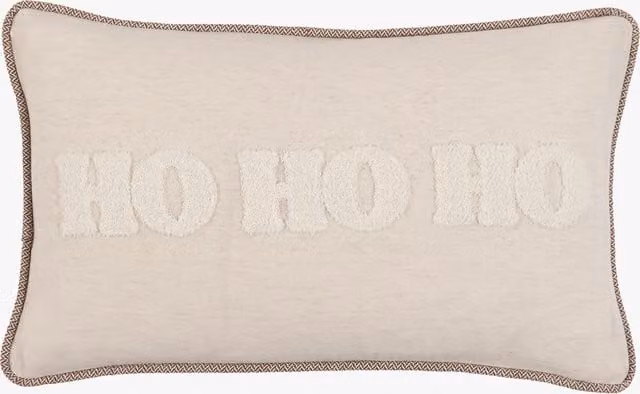 Perch & Parrow Winter Frost HoHoHo Rectangular Cushion in White