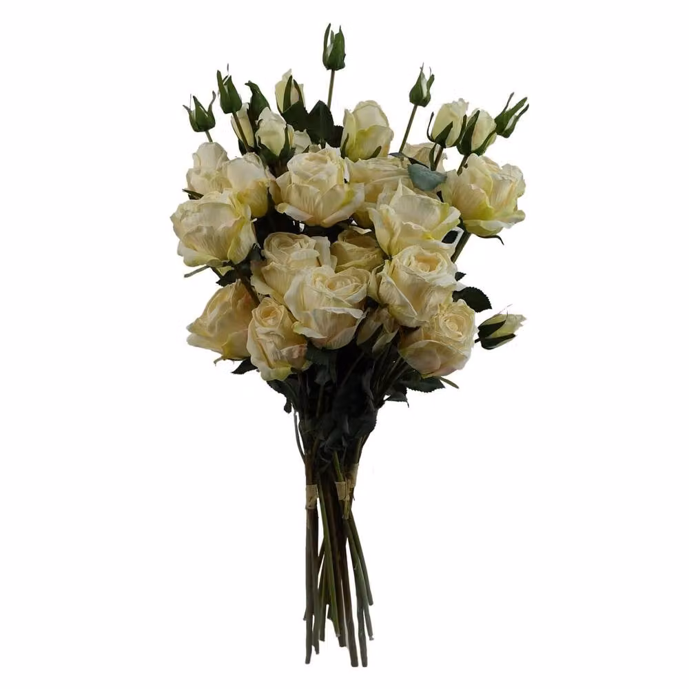 Botanik Cream Rose Artificial Flower Sprays with 24 Flowers and 18 Buds, Beige and White, H 60 cm x W 20 cm x D 20 cm – 2
