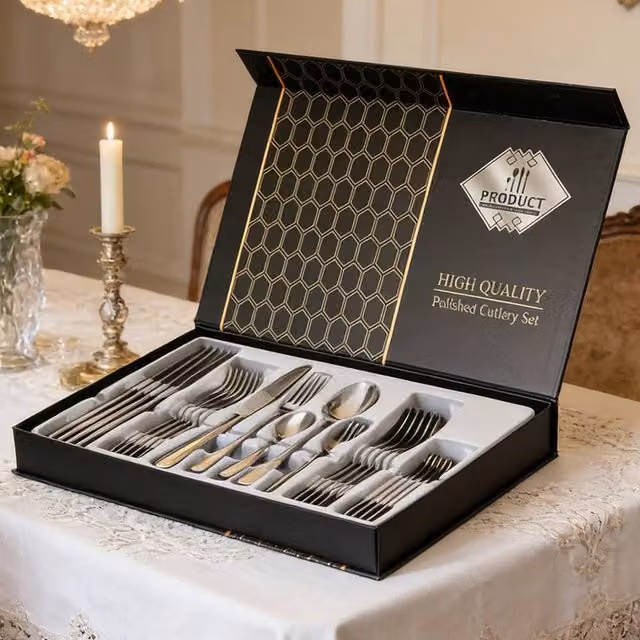 Ventryn 30-Piece Polished Stainless Steel Cutlery Set in Silver – 1