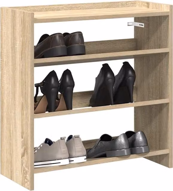 Berkfield Home Sonoma Oak Shoe Rack in Brown, W/D/H: 60 x 25 x 62 cm