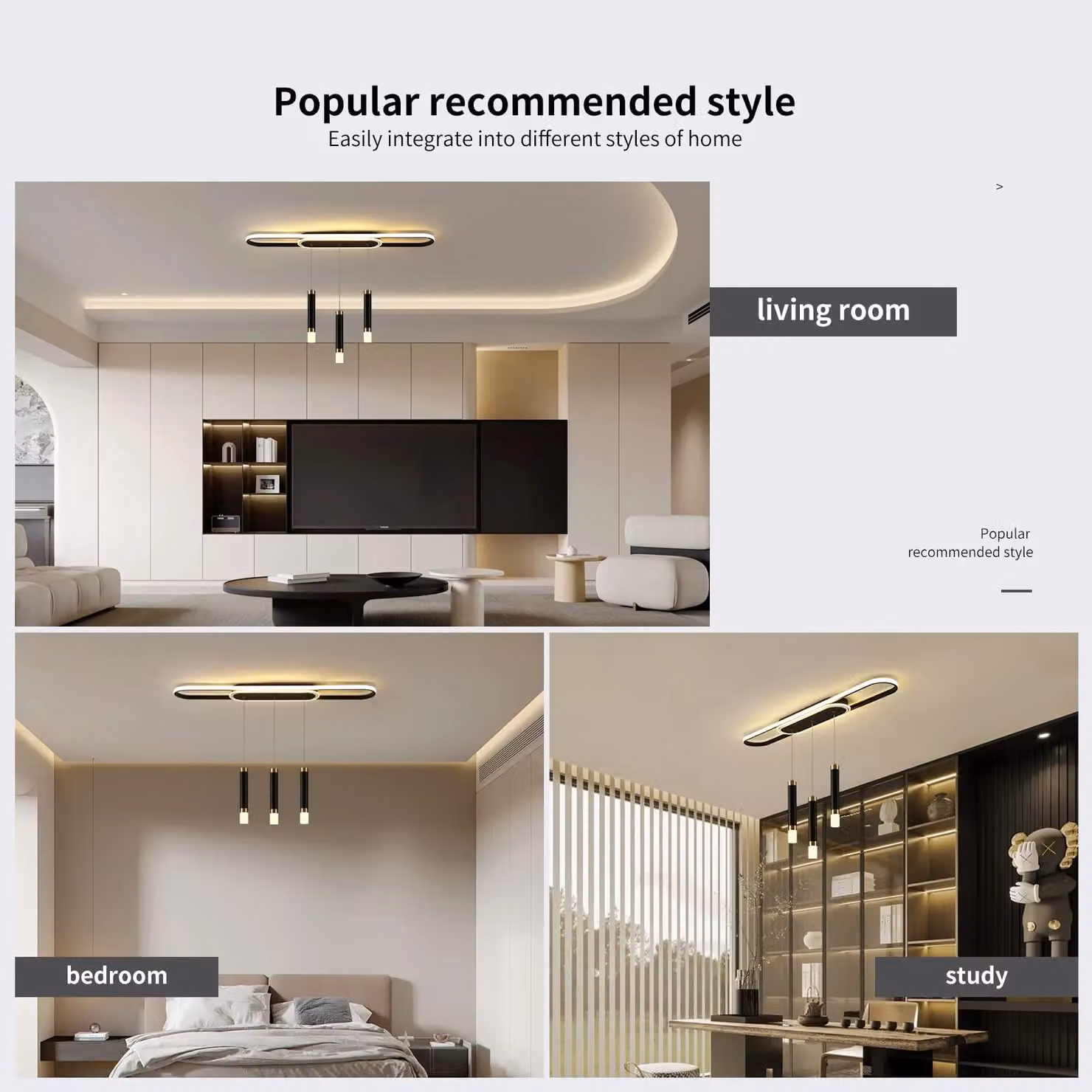 Garwarm Modern White 3 Light LED Suspended Chandelier with Remote Control and Dimmable Function – 5
