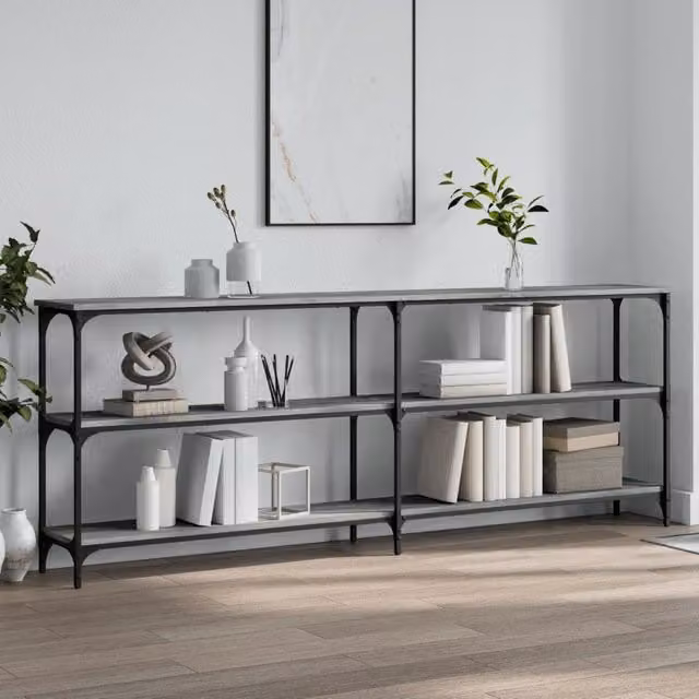 Berkfield Home Console Table in Grey Sonoma, W/D/H: 200 x 29 x 75 cm – 1