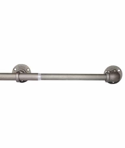 New Edge Blinds Grey Metal Straight Curtain Pole, Width: 120 cm