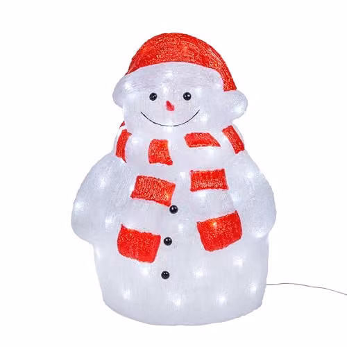Lights4fun LED 3D Acrylic Snowman Figure with Hat and Scarf, White, Height: 46.5 cm – 2