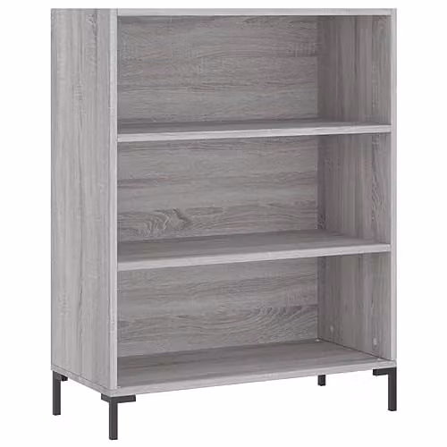vidaXL Modern Grey Sonoma Bookcase with Back Panel, W: 69.5 cm, D: 32.5 cm, H: 90 cm