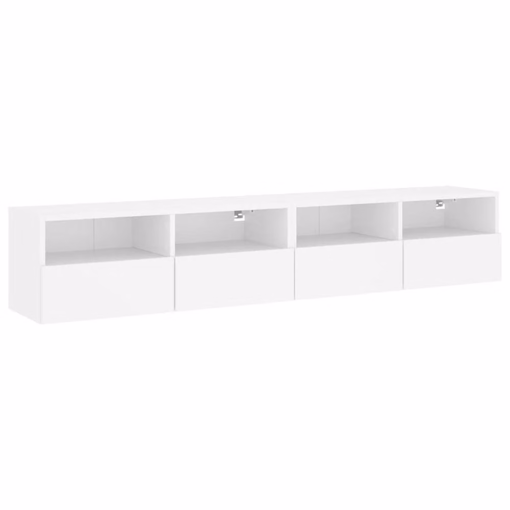 Berkfield Home Set of 2 Modern White TV Wall Cabinets in Matt Engineered Wood W/D/H: 80 x 30 x 30 cm – 2