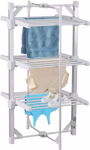 PAWNORA 3 Tier Heated Clothes Dryer Airer with 24 Rails in Grey