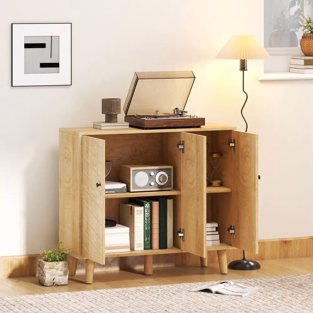 STILVORA Sideboard with Adjustable Shelf and Soft-Close Doors in Sand/Beige/Brown – 3