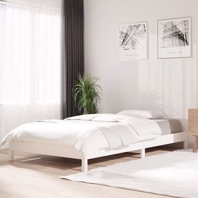 Berkfield Home Stack Bunk Bed in White Lacquered Solid Pine, W/D/H: 100 x 200 cm