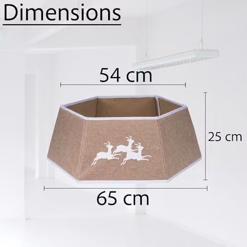 Shatchi Foldable Burlap Christmas Tree Skirt in Beige – 3