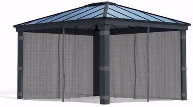 Palram Grey Polyester Net Curtain Set for Dallas 12 x 14 Gazebo, Width: 409 cm