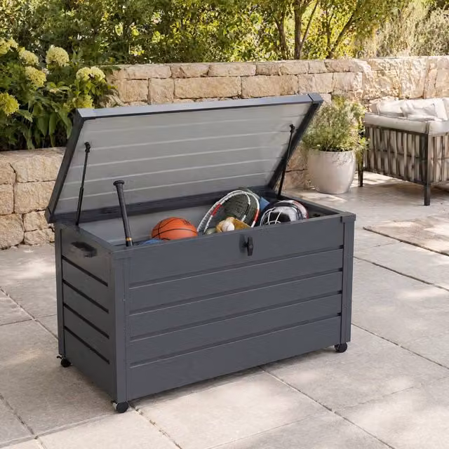 STILVORA Lockable Garden Storage Box in Matt Grey Galvanised Steel – 1